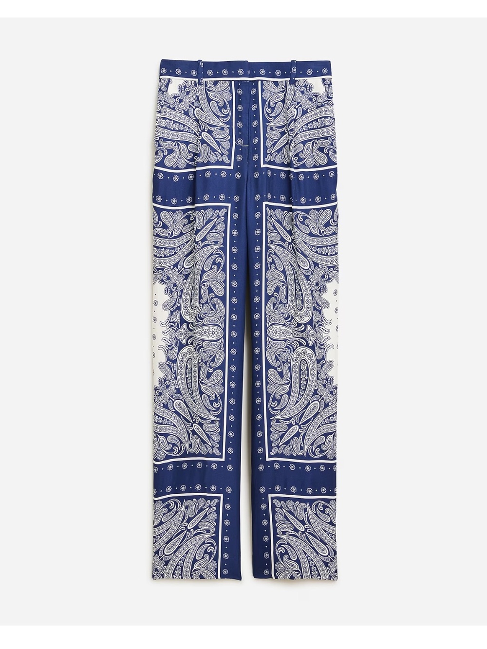 J Crew Collection Straight-Leg Drapey Cupro-Blend Pant in Paisley Scarf Print
